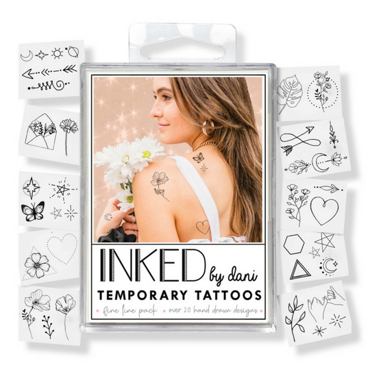 Inked By Dani Temporary Tattoos Fine Line Pack