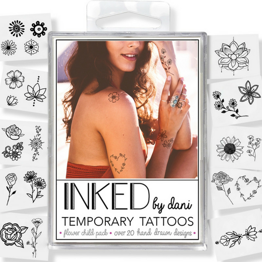 Inked By Dani Temporary Tattoos Flower Child Pack